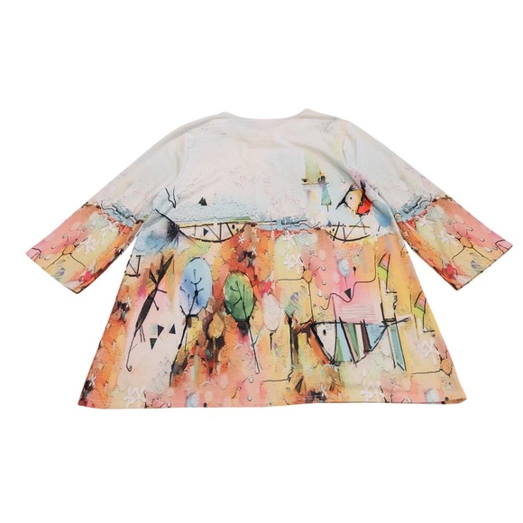 Abstract Art Print Sweater Tunic Top Women's Size XL Artsy Lagenlook - Picture 8 of 8